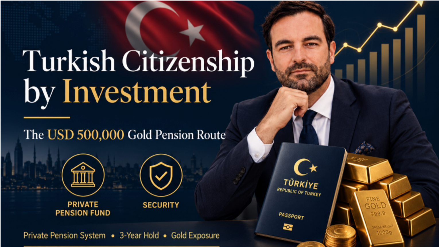 Turkish Citizenship by Investment through the USD 500,000 private pension and gold investment route